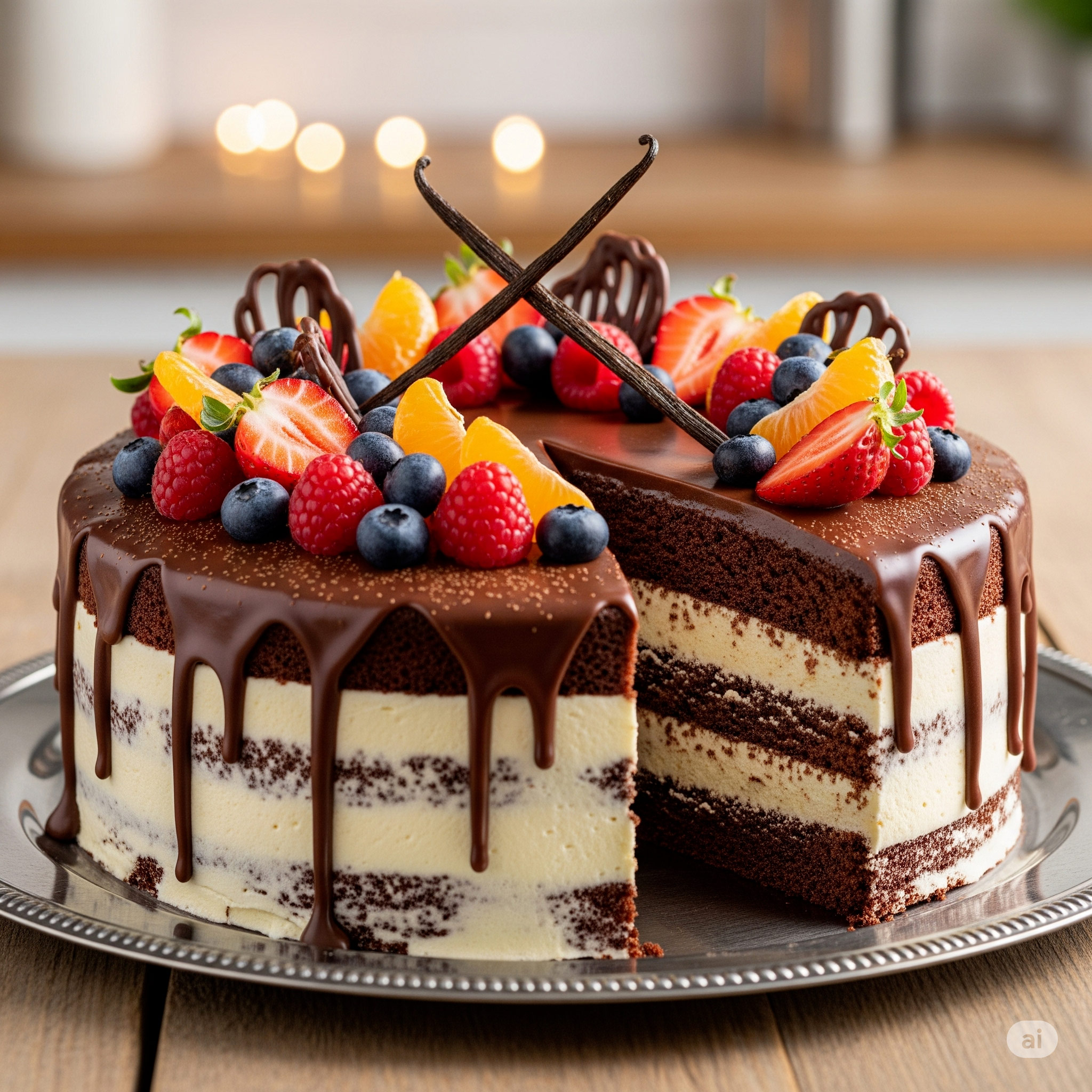 A delicious slice of chocolate cake from LusciousBite